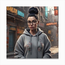 Girl In Hoodie Canvas Print