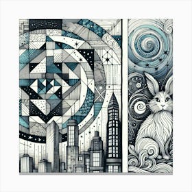 Rabbit And The City Canvas Print