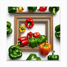 Peppers In A Frame 2 Canvas Print