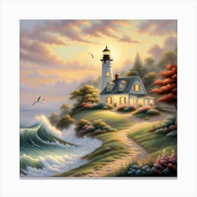 Lighthouse At Dusk 3 Canvas Print