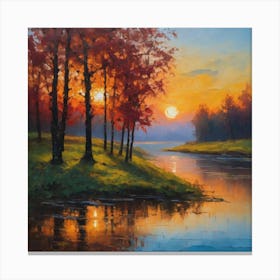 Sunset By The River Canvas Print