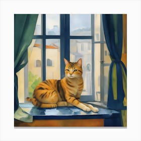 Cat On A Window Sill 1 Canvas Print