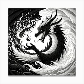 a white and black dragon(1) Canvas Print