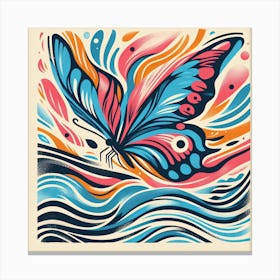 Colourful Block Print Butterfly Abstract II Canvas Print