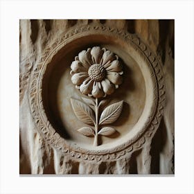 Flower Carved In Stone Canvas Print