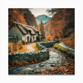 Thatched Cottage In Autumn 1 Canvas Print