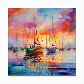 Sailboats At Sunset 28 Canvas Print