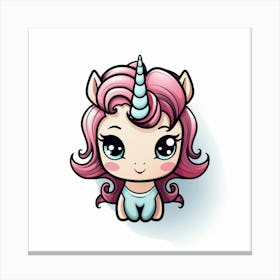 Unicorn With Pink Hair Canvas Print