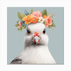 Floral Baby Pigeon Nursery Illustration (45) Canvas Print