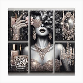 Glamorous glitter gold wall art Canvas Print