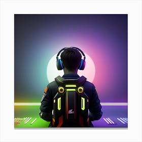 Gamer With Headphones Canvas Print