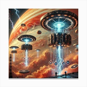 A Futuristic Sci Fi Depiction Of Floating Platform 1 Canvas Print