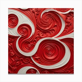 Red And White Swirls Canvas Print