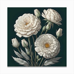 Carnations White Canvas Print