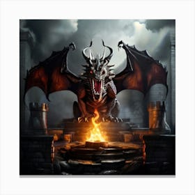 Dragon In The Fire Canvas Print