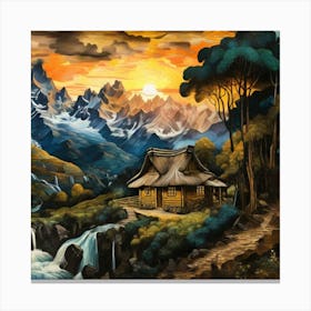 Cabin In The Mountains 1 Canvas Print