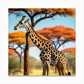 Giraffe In The Savannah Canvas Print