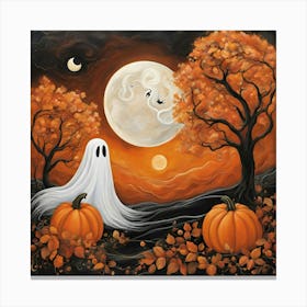 Spooky Forest Halloween Scene Canvas Print