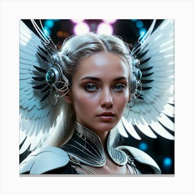 Futuristic Girl With Wings 7 Canvas Print