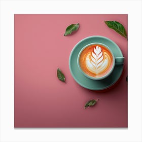 Latte On Pink Background Canvas Print