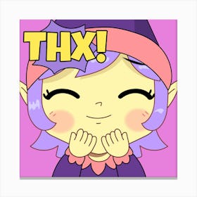 Thx - Twitch Emote Generator With A Cute Female Elf Saying Thanks - anime, manga, cute Canvas Print