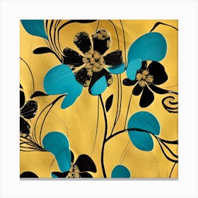 Flowers On Gold Canvas Print