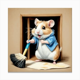 Hamster Cleaning 4 Canvas Print