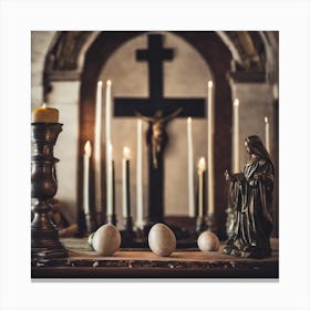 Easter Eggs In The Church Canvas Print