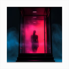 Woman In A Phone Booth Canvas Print