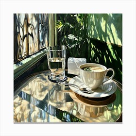 Painting Of Lunch On A Table In The Sunlight Canvas Print