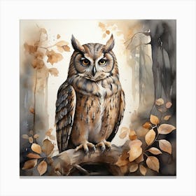 Leonardo Diffusion Xl Watercolor A Gray Brown Owl Fairytale Wo 0 (2) Canvas Print