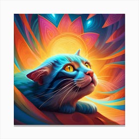 Psychedelic Cat Pop Art Canvas Print