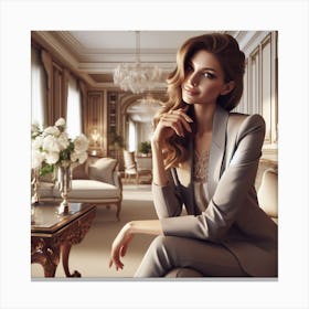 Lovely Woman In A Suit Canvas Print