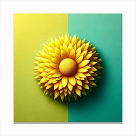 Sunflower On A Blue And Green Background Canvas Print