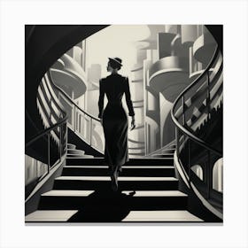 Woman 1920s In Black And White 1 Canvas Print