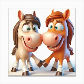 Cartoon Horses Canvas Print