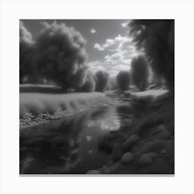 Black And White River 1 Canvas Print