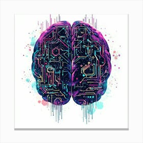 Brain With Circuits Canvas Print