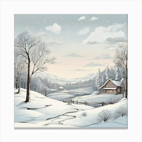 Winter Landscape art print Canvas Print