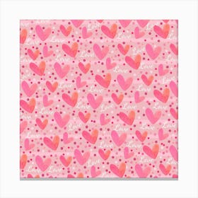 Valentine Romantic Love Watercolor Pink Pattern Texture Canvas Print
