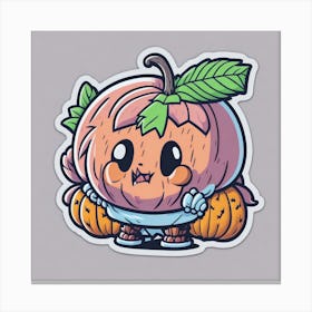 Cute Pumpkin Sticker Canvas Print