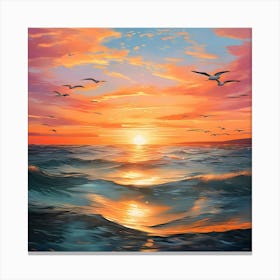 Sunset Seagulls 1 Canvas Print