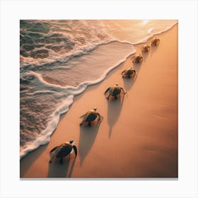 Turtles On The Beach Canvas Print