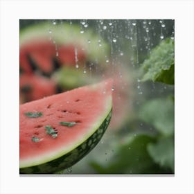 Watermelon In The Rain 1 Canvas Print