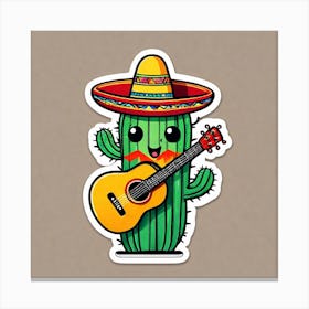 Cactus With Guitar Canvas Print