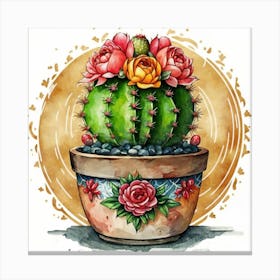 Cactus In A Pot 2 Canvas Print