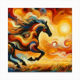 Horse At Sunset Canvas Print