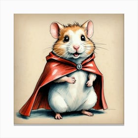 Hamster In Red Cape 1 Canvas Print