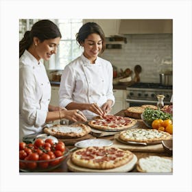 A Candid Glimpse Into A Young Woman Chefs Life At Home As She Gracefully Prepares An Authentic Ita (5) Canvas Print