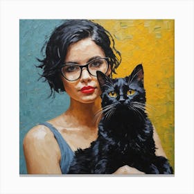 Girl With A Cat 6 Canvas Print